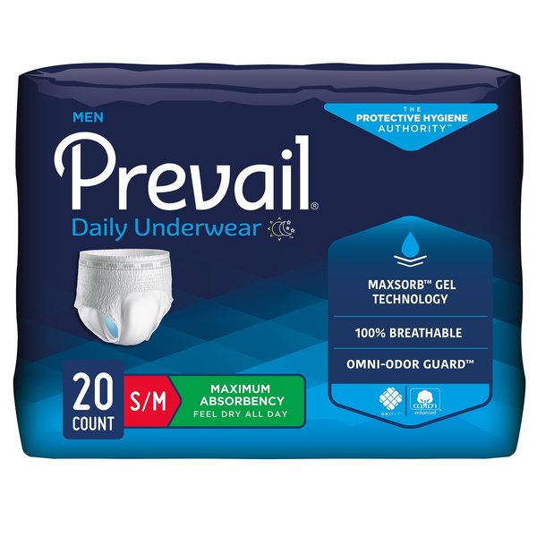 Prevail Disposable Underwear Male Small / Medium, Maximum, PK 20 PUM-512/1